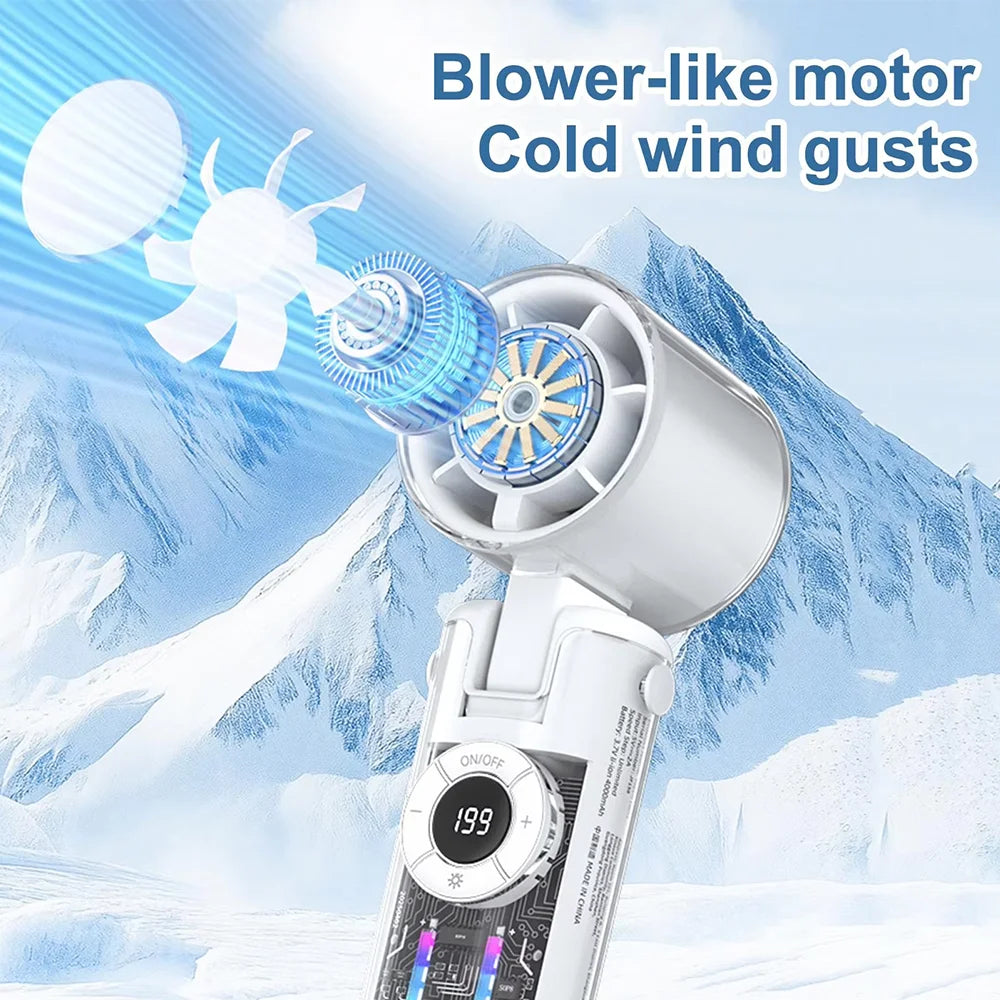 Portable High-Speed Cooling Fan with LED Display and 4000mAh Battery