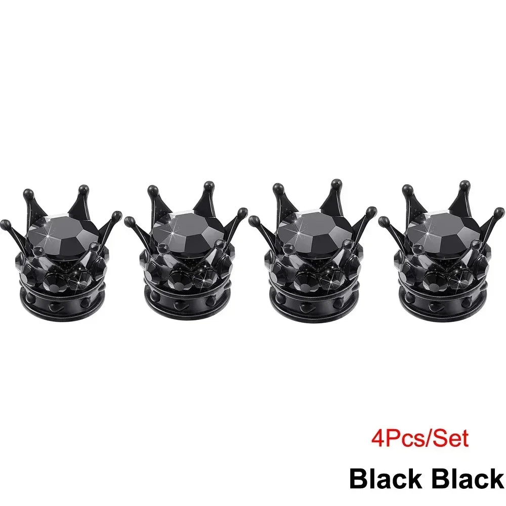 Crystal Crown Tire Valve Caps - Set of 4