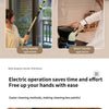 A person is using a long handle and short handle electric spin scrubber for cleaning tasks.