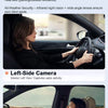 Interior view of a car showing a left-side camera and a right-side camera monitoring the vehicle.