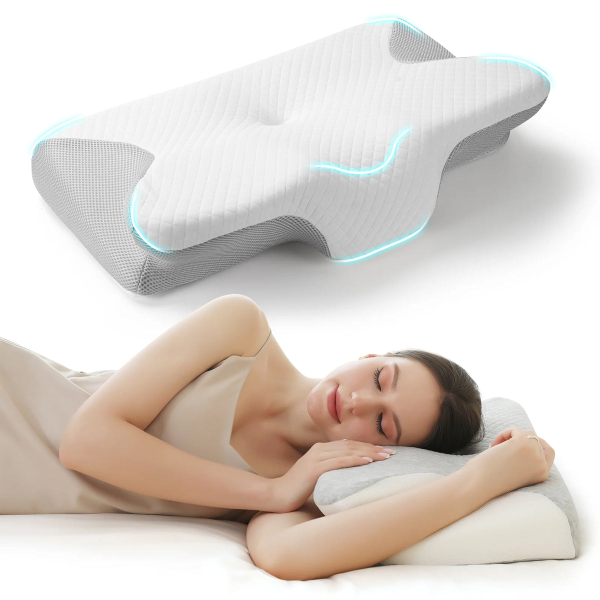 Butterfly Memory Foam Pillow with Contoured Neck Support