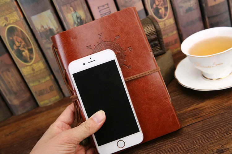 Vintage PU Leather Spiral Journal – Traveler's Notebook with Anchor Design