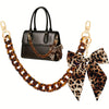 Leopard Print Acrylic Handbag Chain Strap with Bow Charm