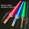Three switch freely colorful LED lights resembling swords with telescoping blades
