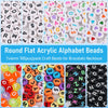 Round flat acrylic alphabet beads in various colors and shapes for craft projects