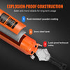 Orange handheld air blaster for tire bead seating featuring rust-resistant coating, a 3mm steel tank, and a leak-proof exhaus