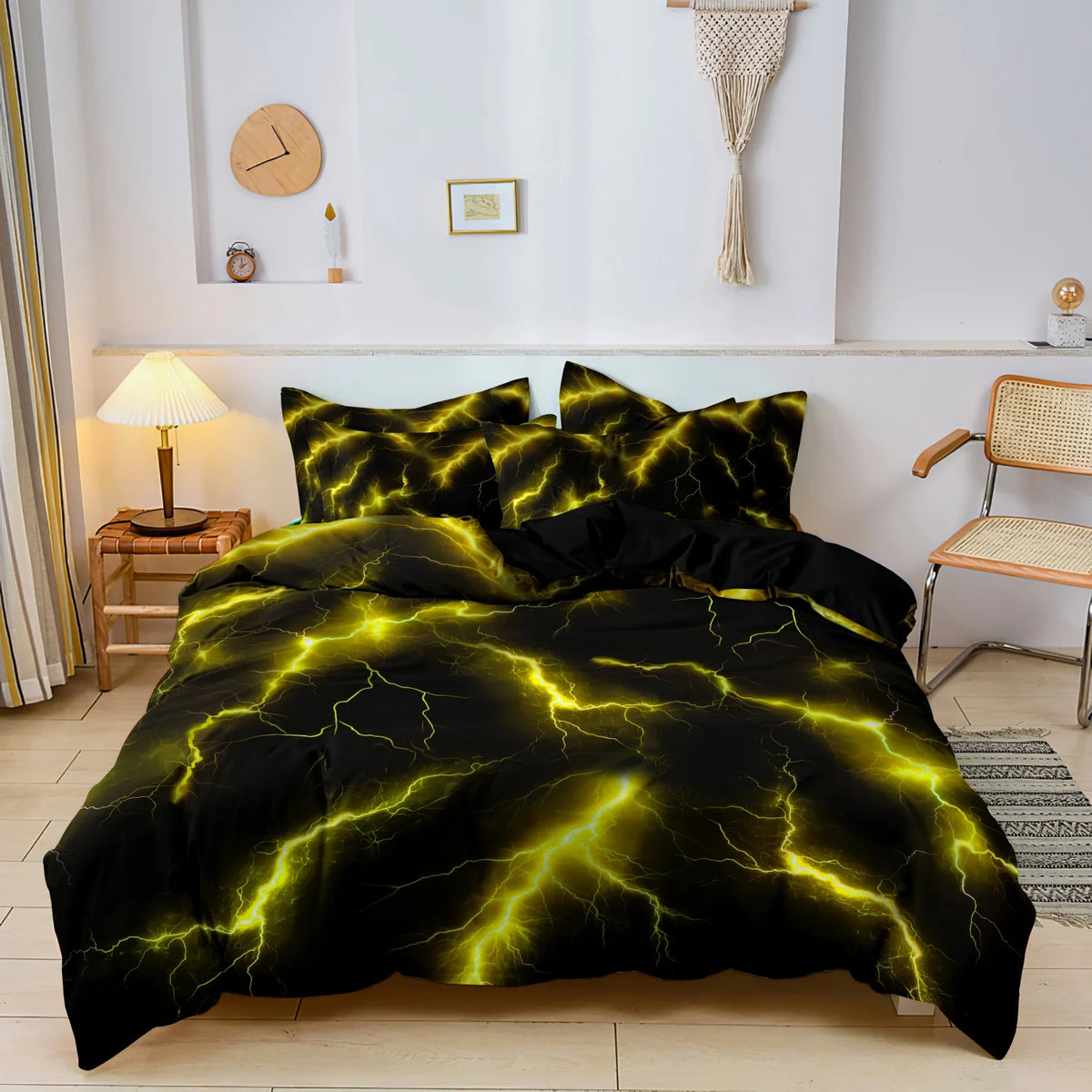 Lightning Storm Print Duvet Cover Set – Soft, Breathable Bedding for All Seasons