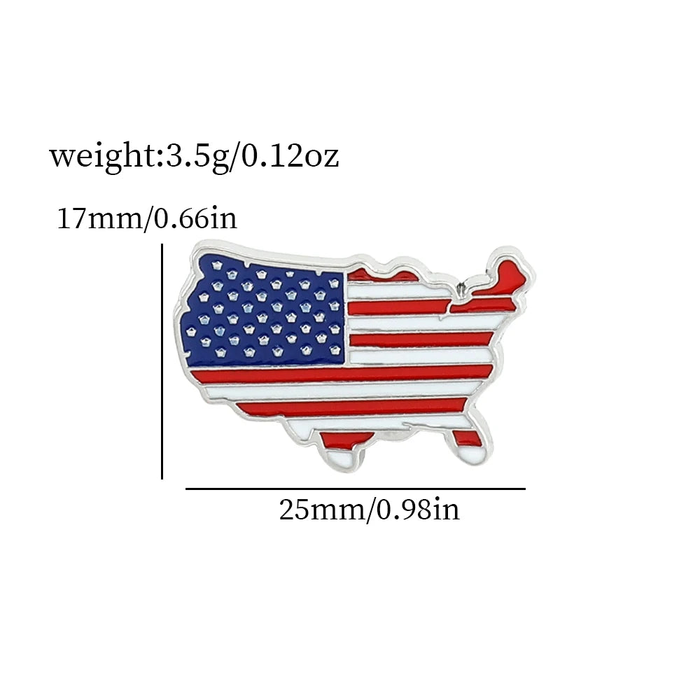 Silver enamel pin featuring a patriotic American flag design.