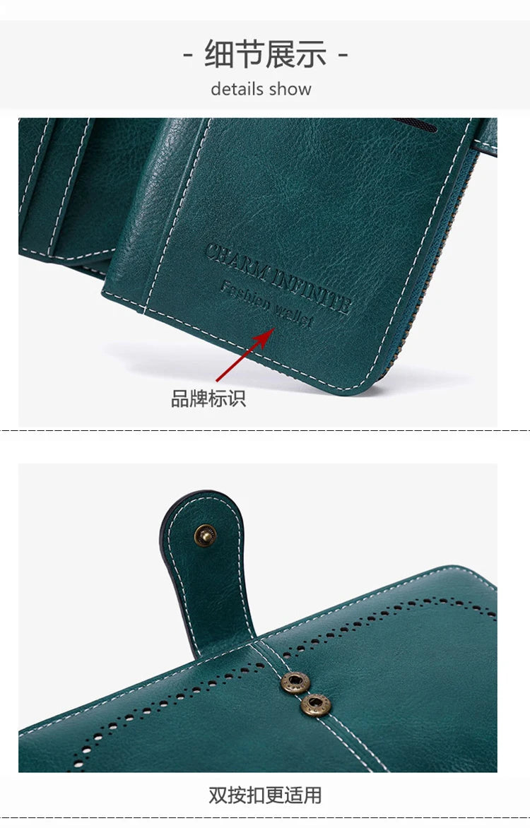 Vintage RFID-Blocking Large Capacity Wallet with Wrist Strap