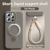 Titanium gray phone case with a magnetic ring and hand-carry rope for iPhone