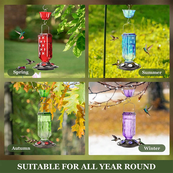 Hanging Glass Hummingbird Feeder with Ant Moat