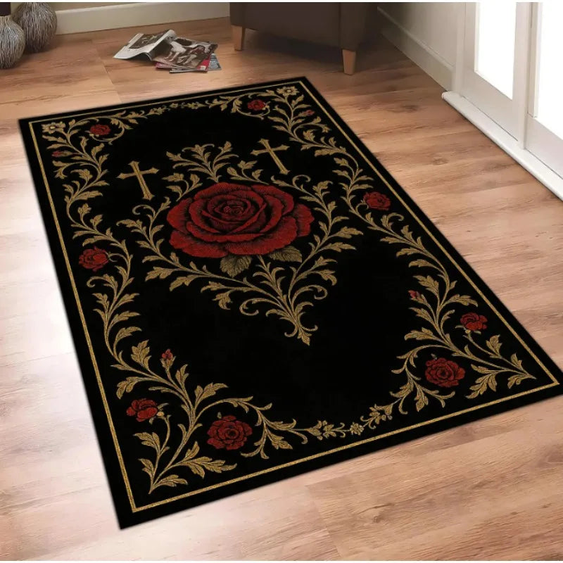 Alfombrilla de Bienvenida Rosa Gótica y Cruz