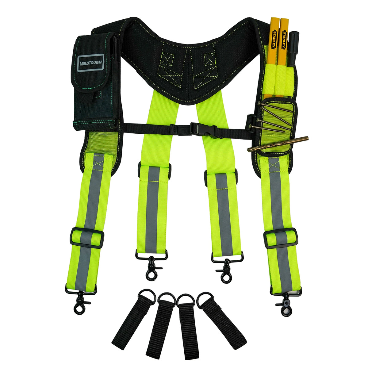 Heavy-Duty Padded Tool Belt Suspenders with Detachable Phone Holder