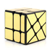 A gold and black speed cube puzzle with a geometric pattern.