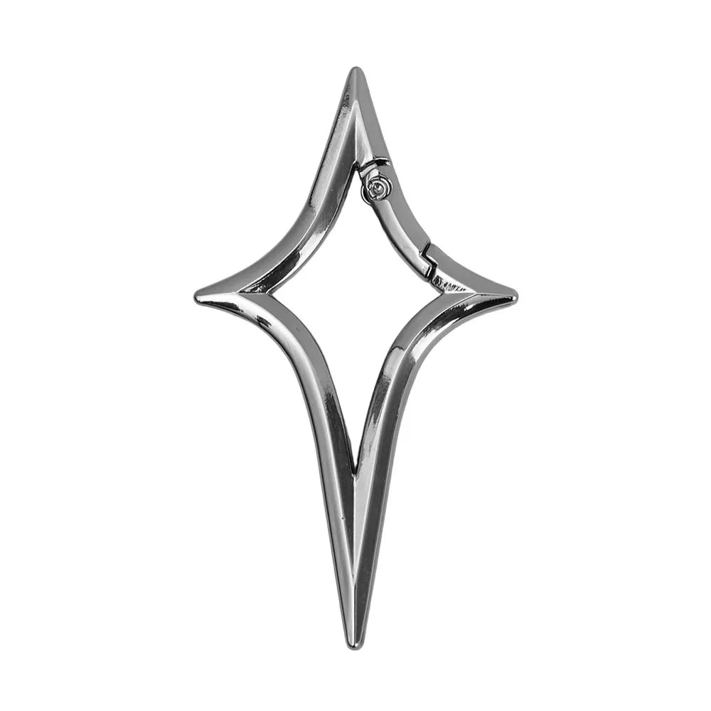Gothic Star Cross Keychain with Carabiner Clip