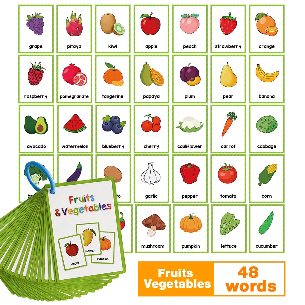 Early Learning Flash Cards for Kids – Colors, Shapes, Numbers, Fruits, Vegetables & Food
