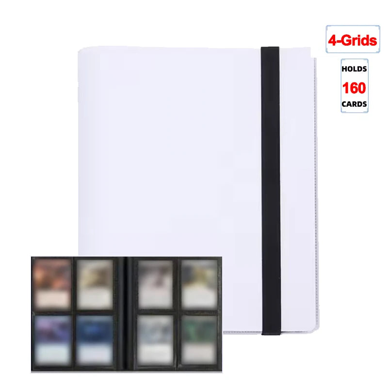 A white card binder album with four grids, holding 160 cards.