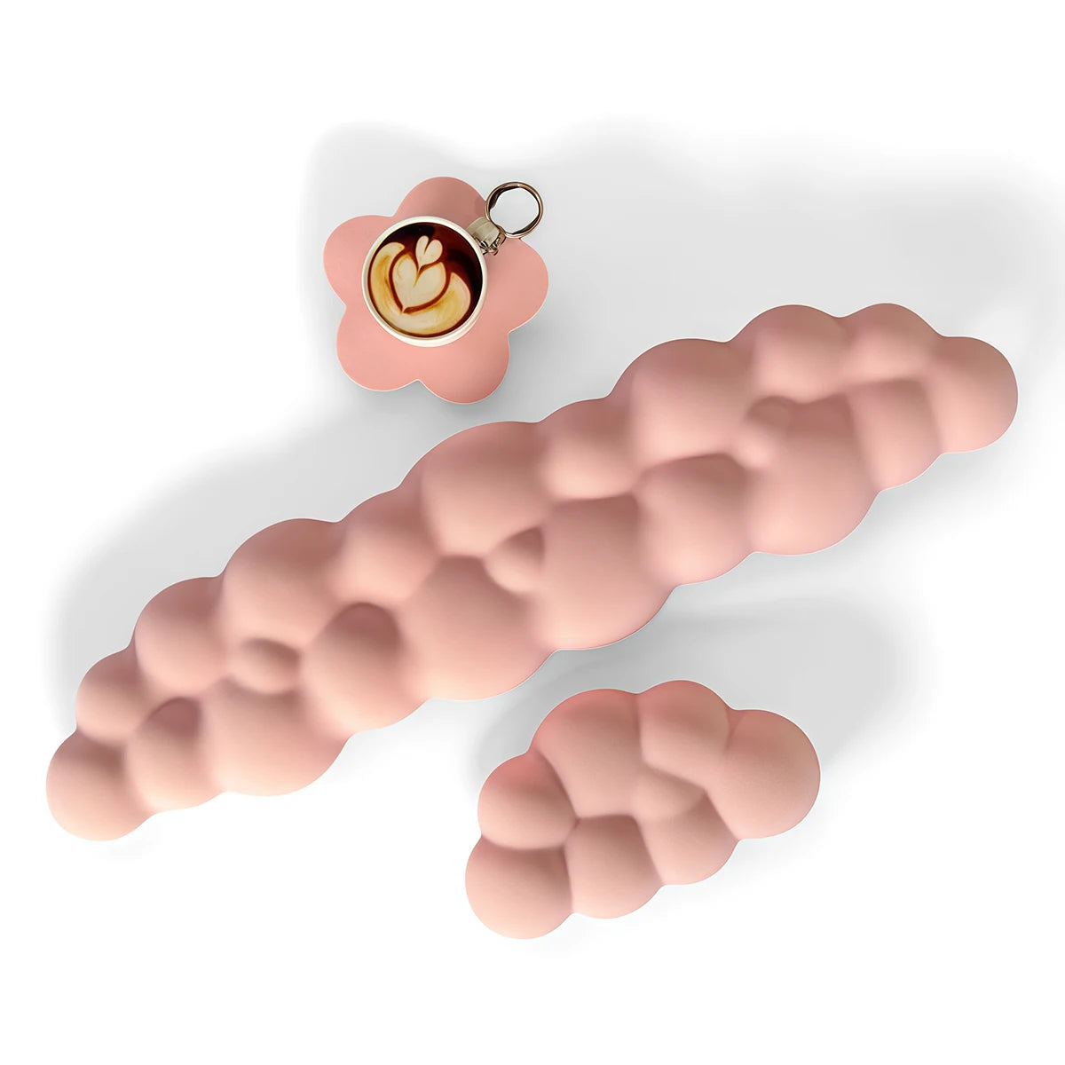 Cloud Wrist Rest Set with Floral Coaster and Non-Slip Base