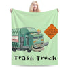 Cozy Cartoon Trash Truck Flannel Throw Blanket