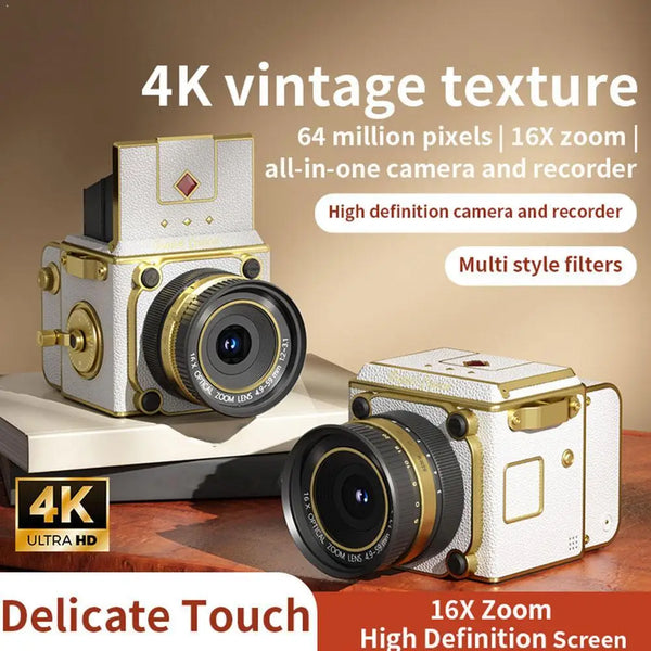 Retro-Inspired Digital Camera with 16x Digital Zoom