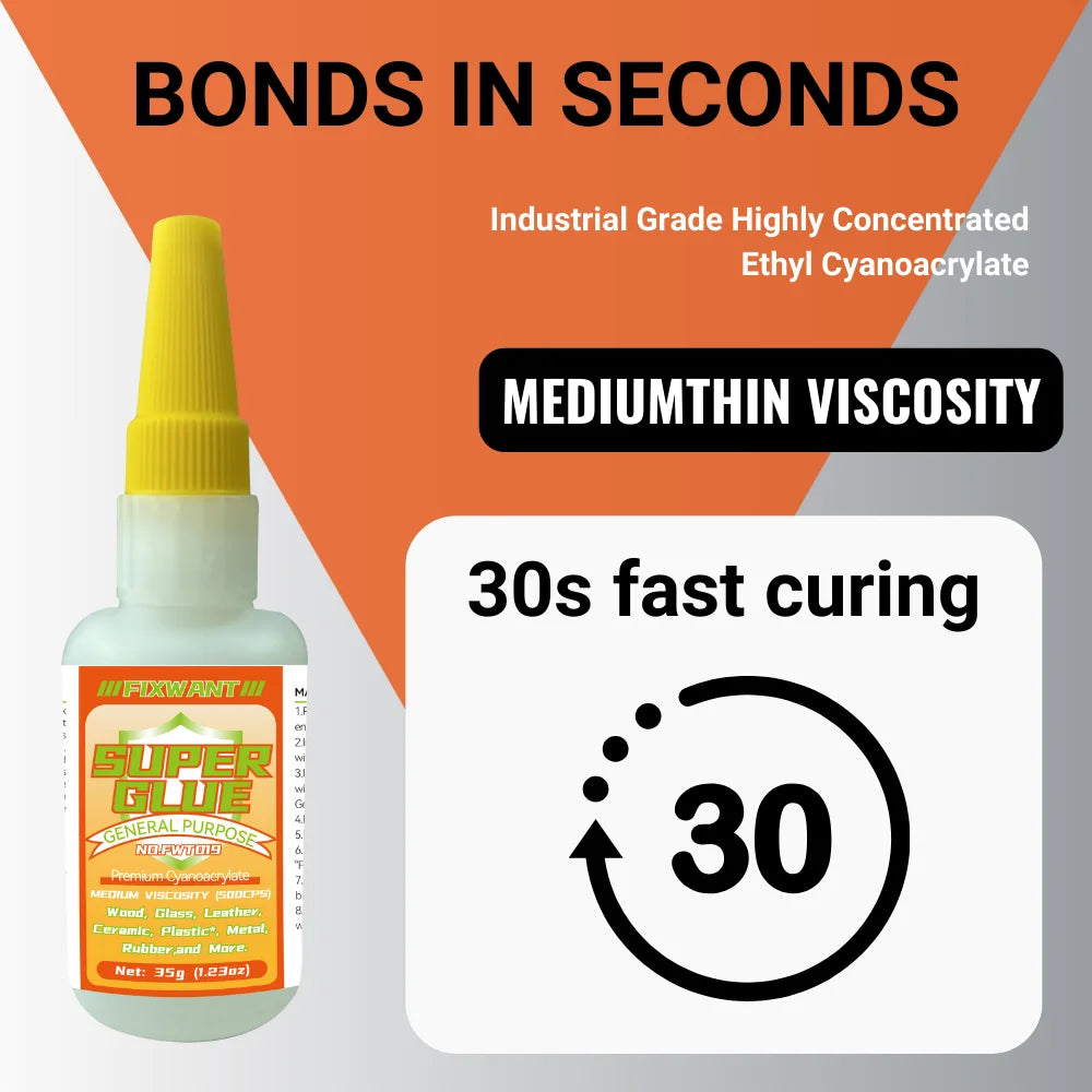 High-Strength Cyanoacrylate Super Glue for Multi-Surface Repairs