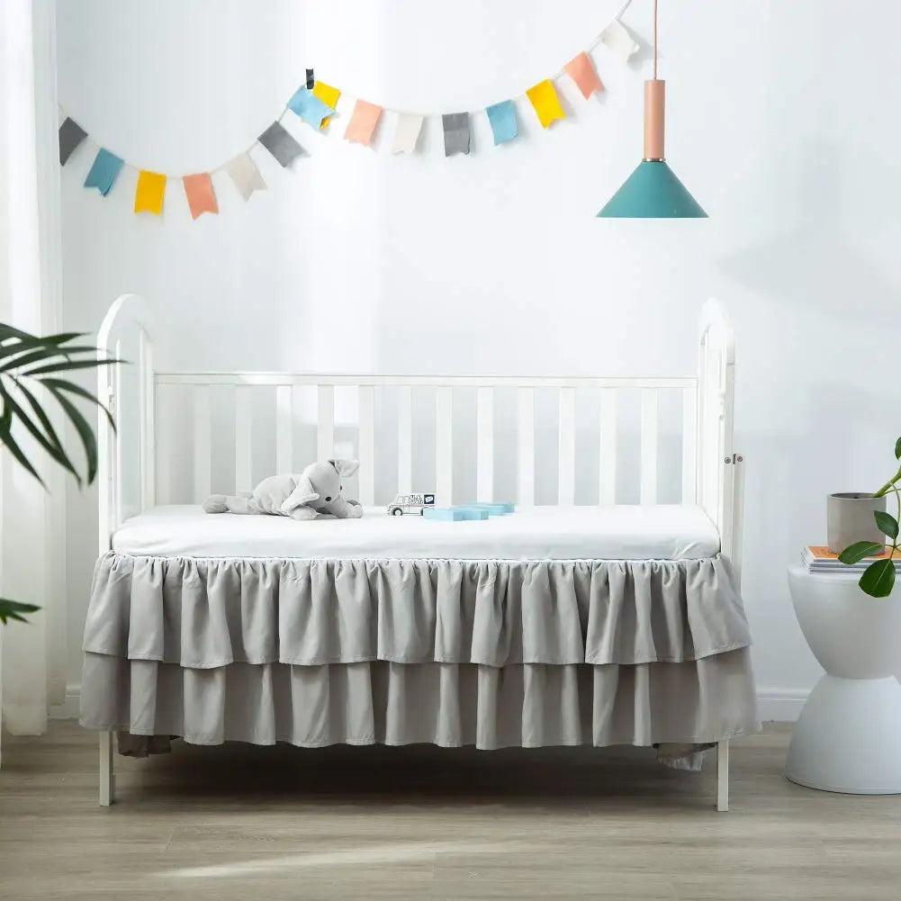 Two-Layer Ruffled Crib Bed Skirt for Standard and Toddler Beds