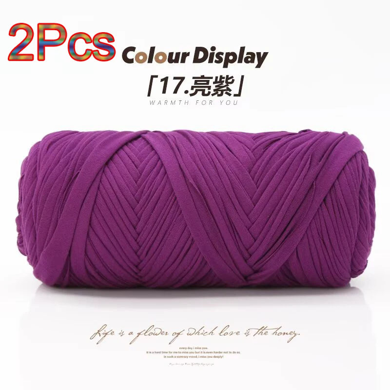 Elastic T-Shirt Yarn for Crochet and Knitting (2-Pack, 50m Each)
