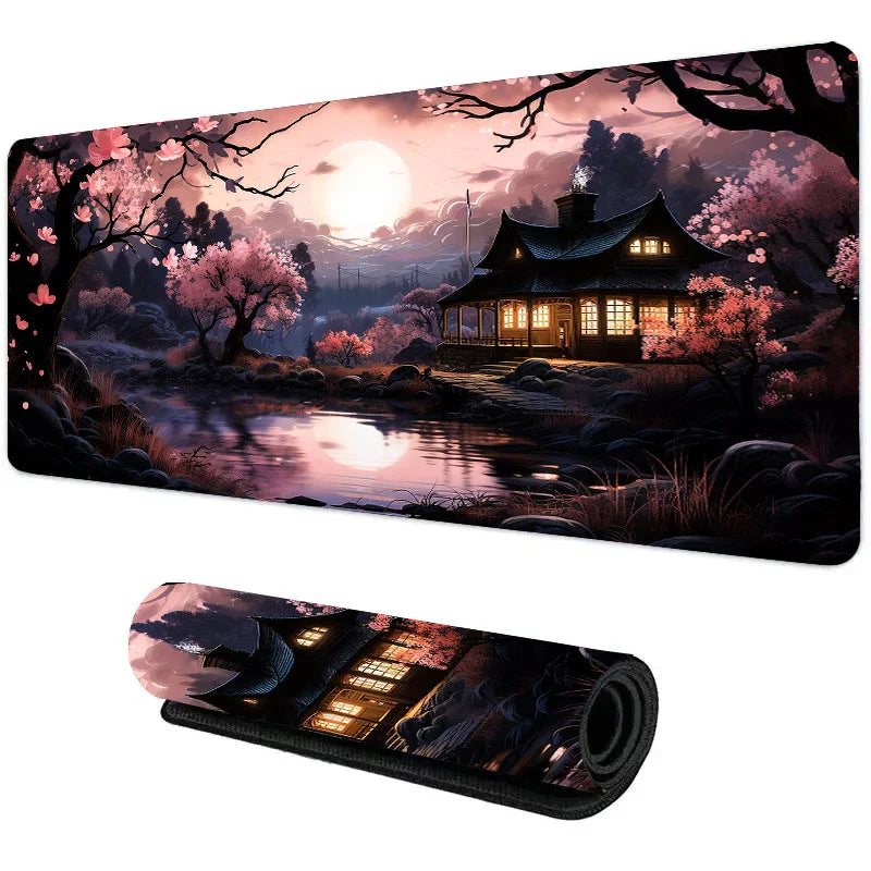 Large Non-Slip Mouse Pad with Night Moonlight Design
