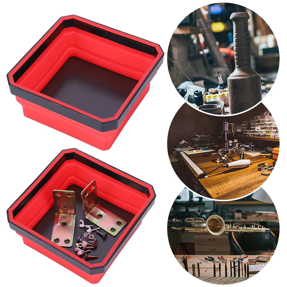 Collapsible Magnetic Parts Tray with Silicone Bowl