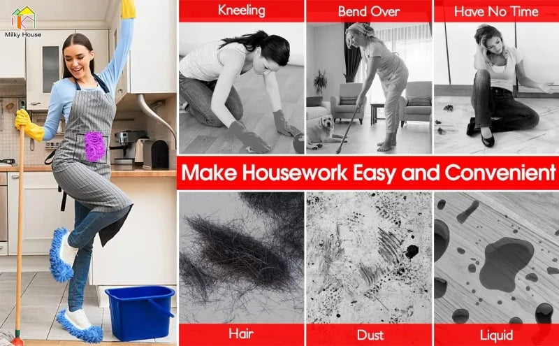 Chenille Dust Mop Slippers for Hands-Free Floor Cleaning