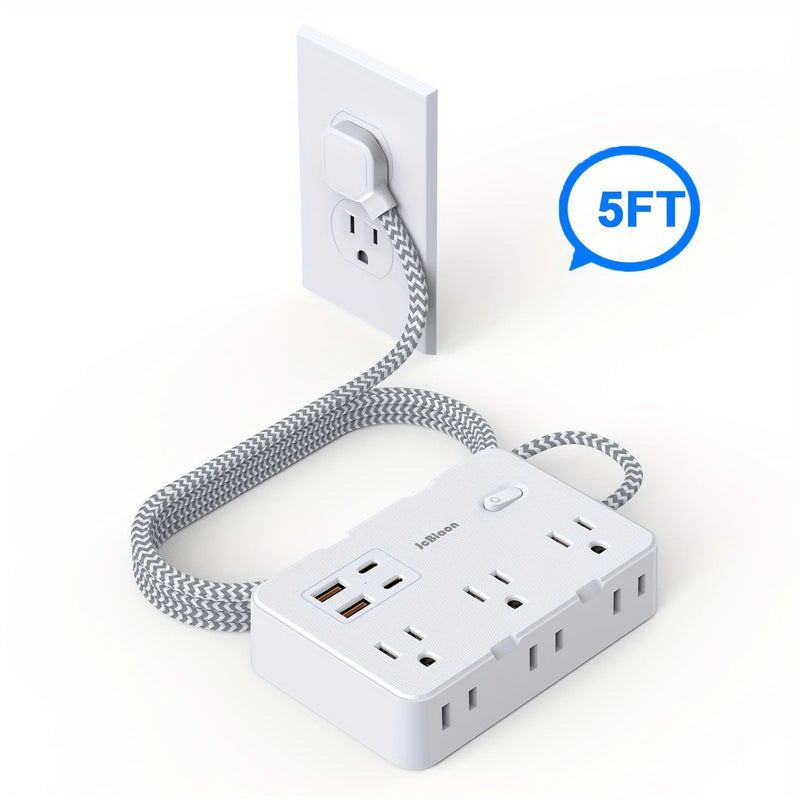 Regleta de Protección contra Sobretensiones con 6 Enchufes y Puertos USB
