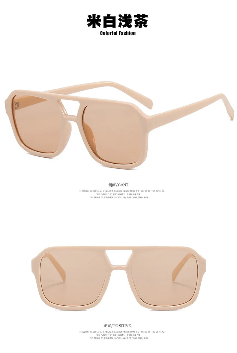 Double Beam Rectangle Sunglasses