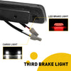 Close-up of a smoked LED third brake light assembly with separate led brake light and cargo light components.