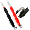 A set of automotive electrical terminal connector removal tools, featuring black and red handles and silver tips.