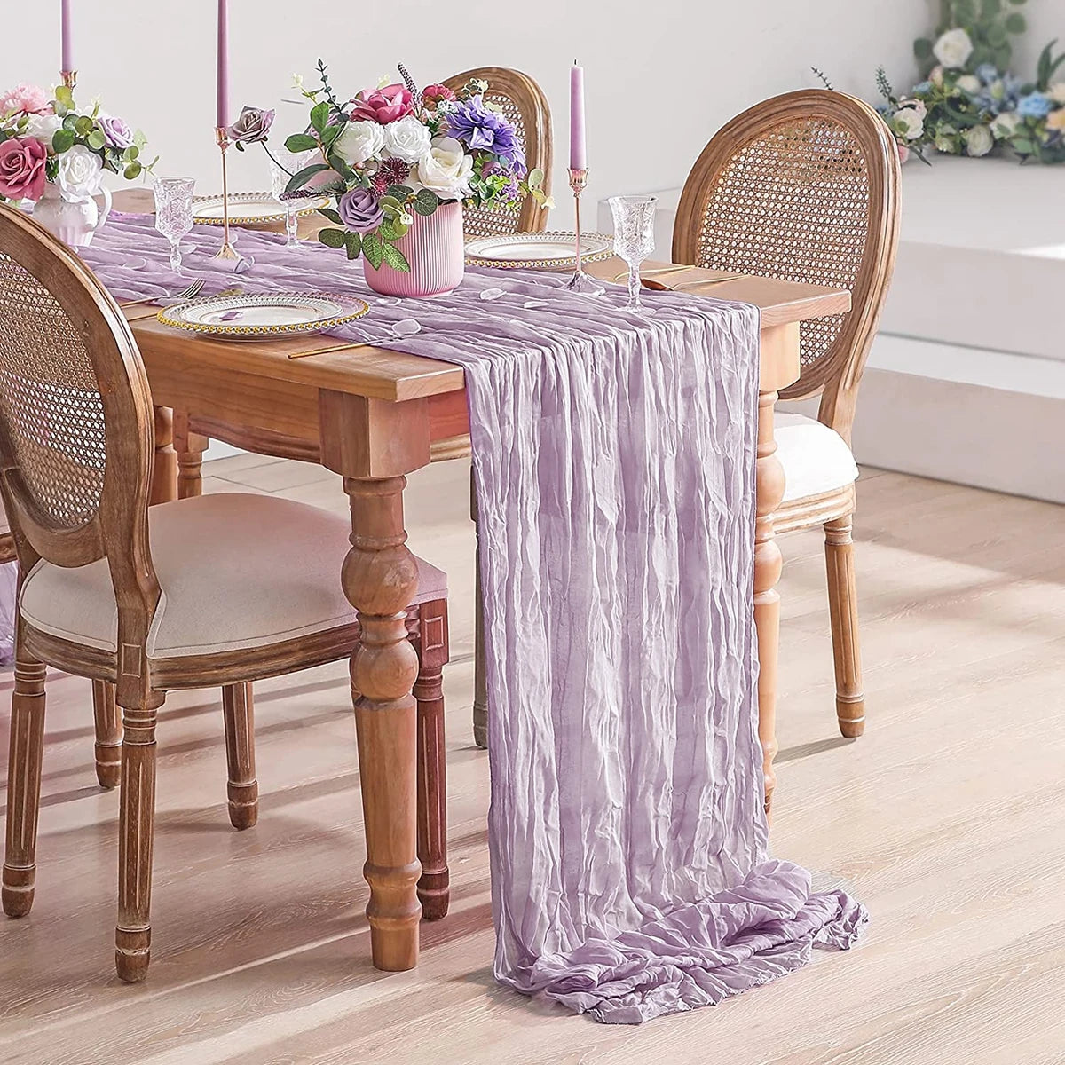 Semi-Sheer Gauze Table Runner in Sage