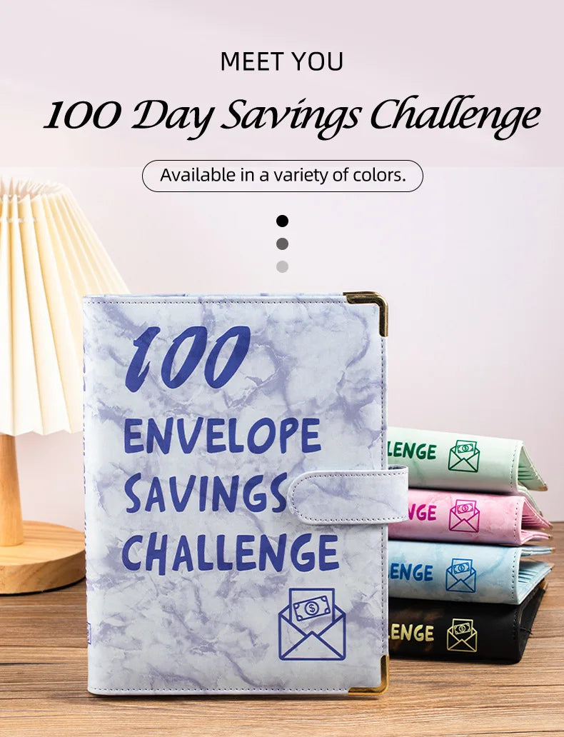 Marble A5 Savings Challenge Binder with 100 Cash Envelopes