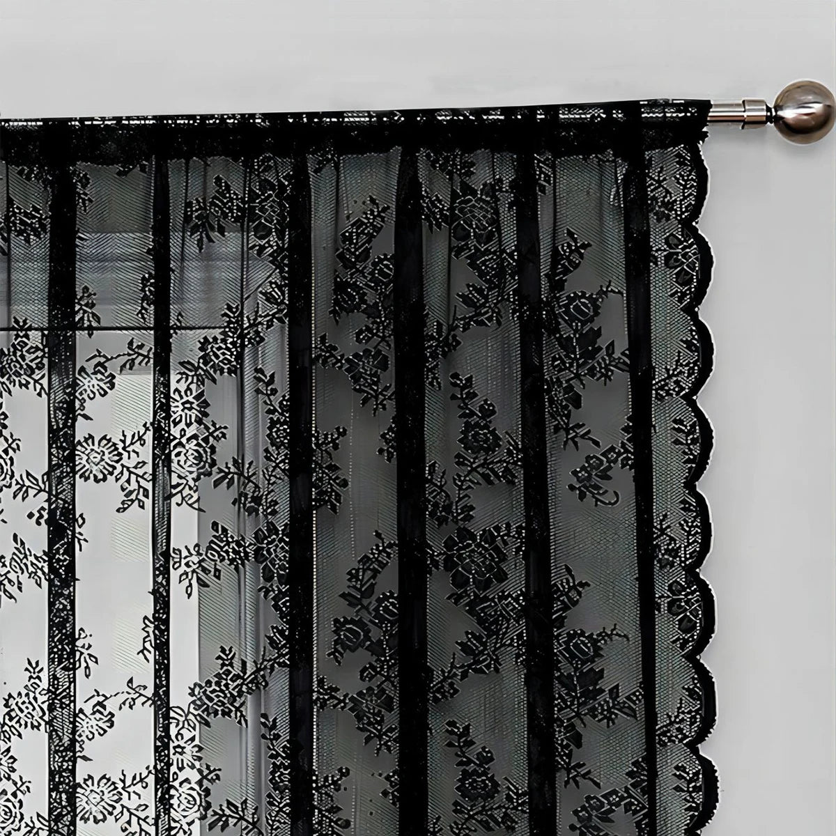 Romantic Lace Sheer Curtain with Floral Design