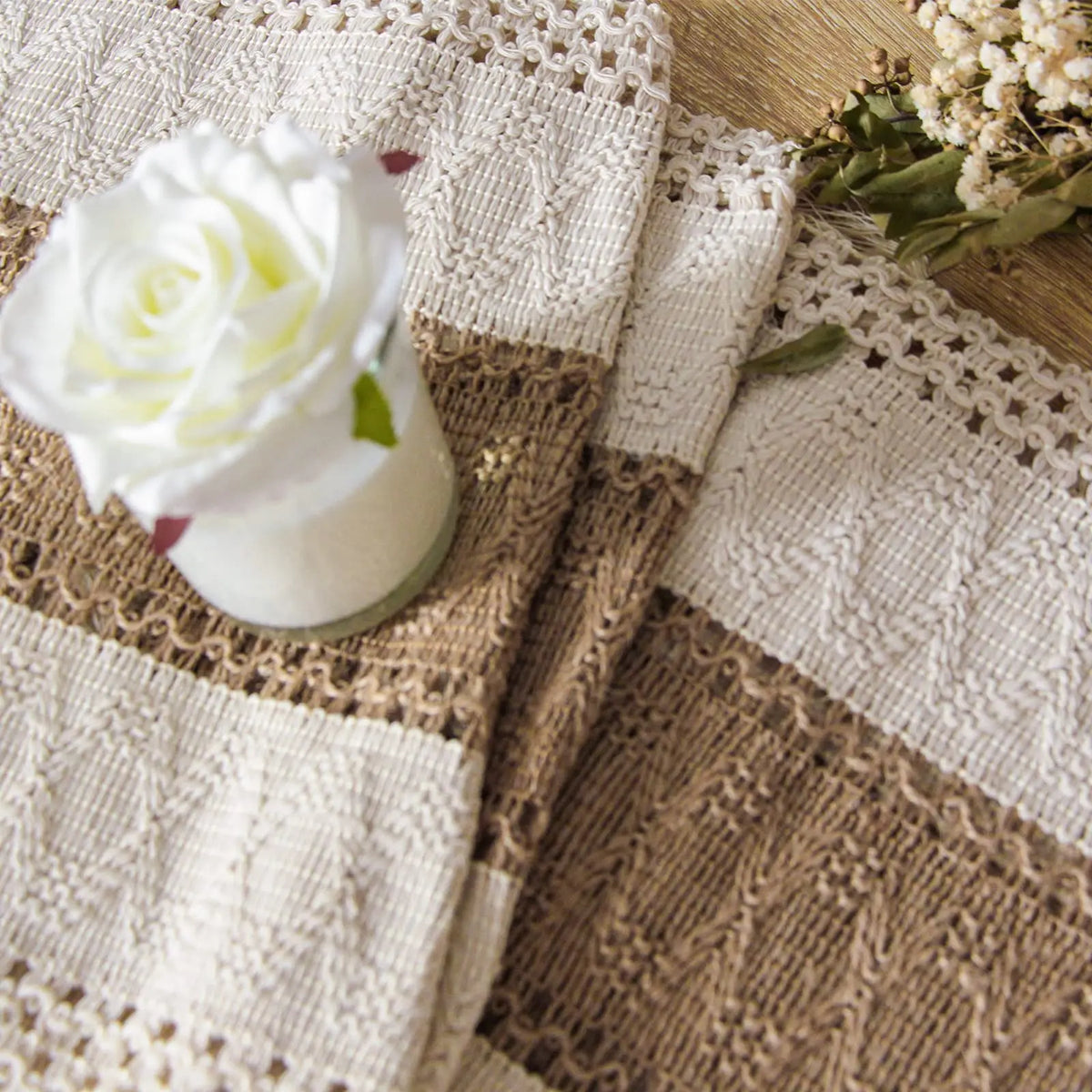 Boho Cotton Tassel Table Runner for Farmhouse & Wedding Decor