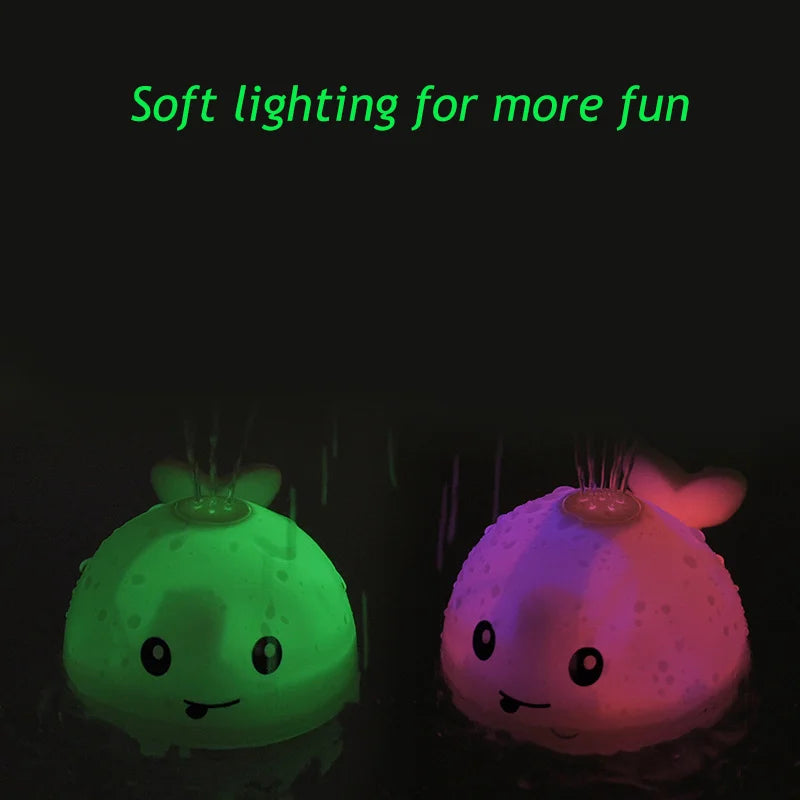 Whale Water Sprinkler Bath Toy with Glowing LED Lights
