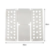 White plastic clothes folding board with multiple holes for shirts and t-shirts