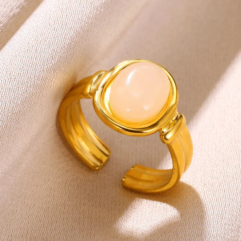 Vintage Oval Opal Ring with Adjustable Gold Band