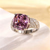 Adjustable Silver-Plated Cushion-Cut CZ Statement Ring