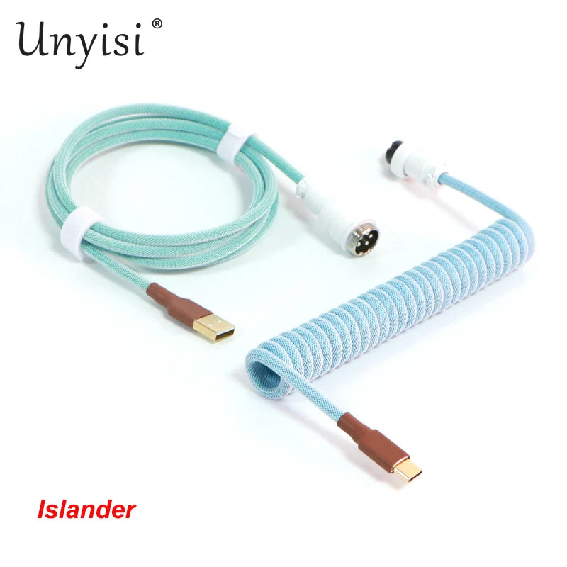 Handcrafted Coiled USB-A to Type-C Cable for Mechanical Keyboards