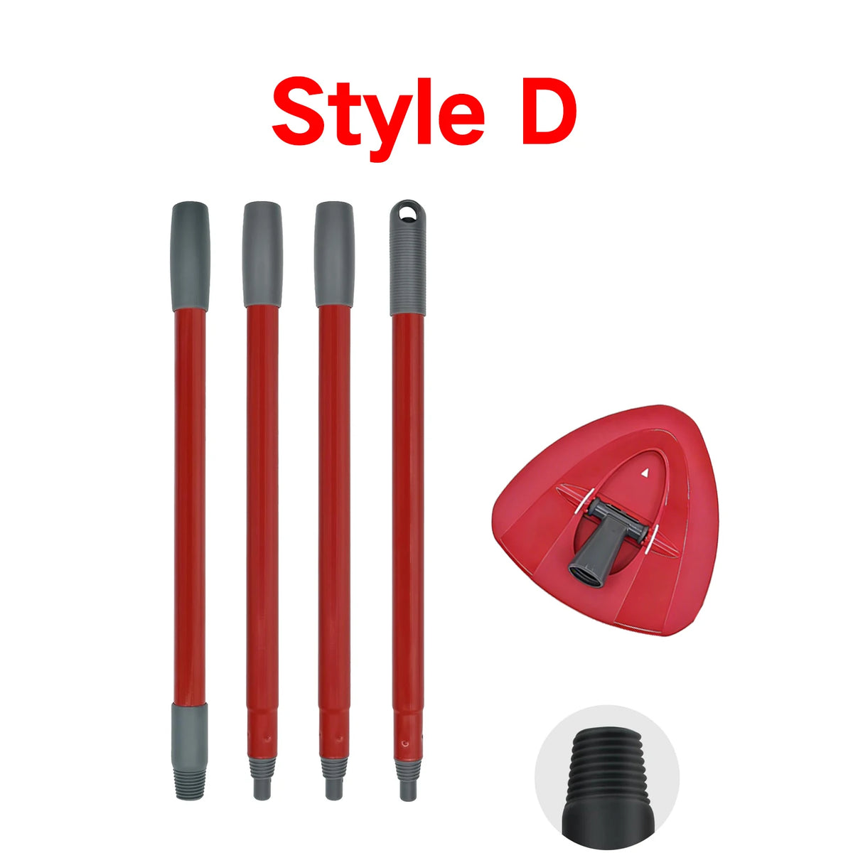 Replacement mop handle and base for O-Cedar/Vileda systems shown in red and gray components.