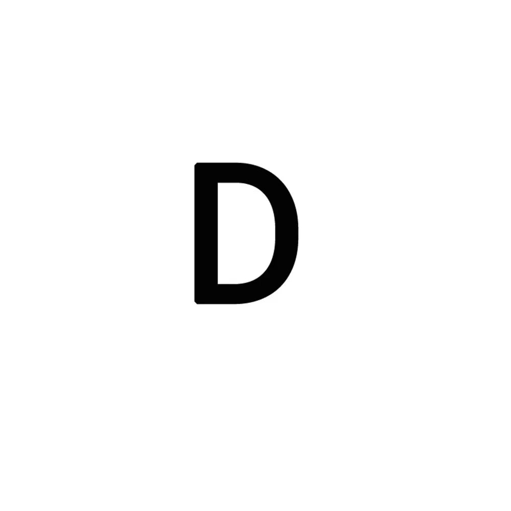 A black capital letter D on a white background.