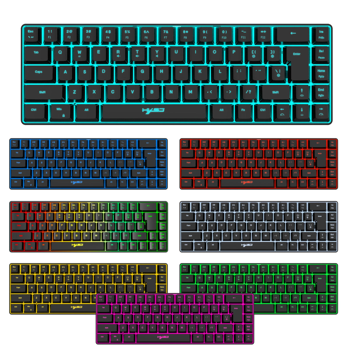 Compact 68-Key RGB Gaming Keyboard with USB Wired Connection