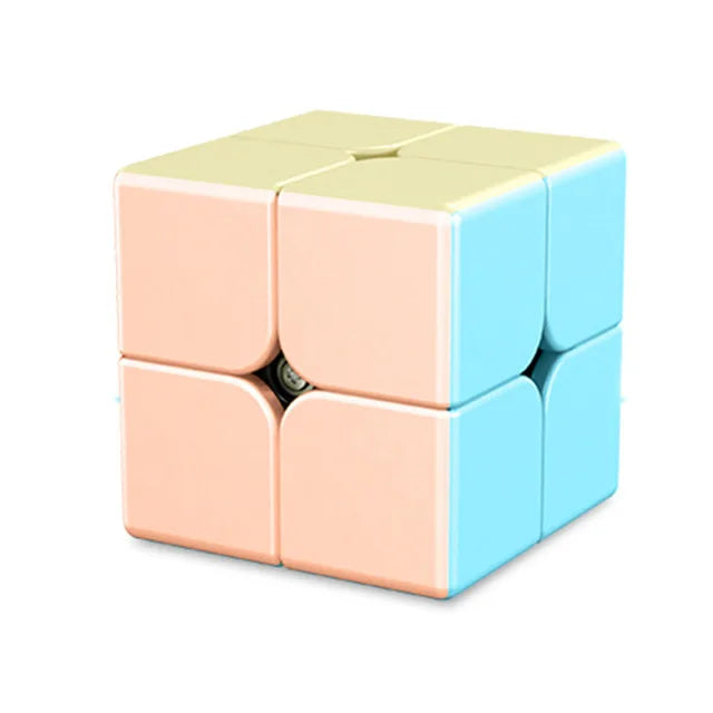 A MoYu Meilong 2x2 Speed Cube with pink and light blue colored cubes.