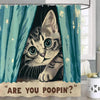 Cat Riding Dinosaur Shower Curtain with Ocean Wave Design