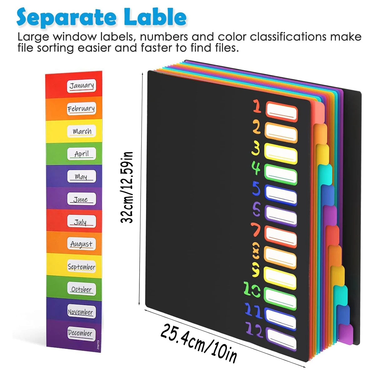 A4 File Organizer with Monthly Dividers and Color-Coded Tabs