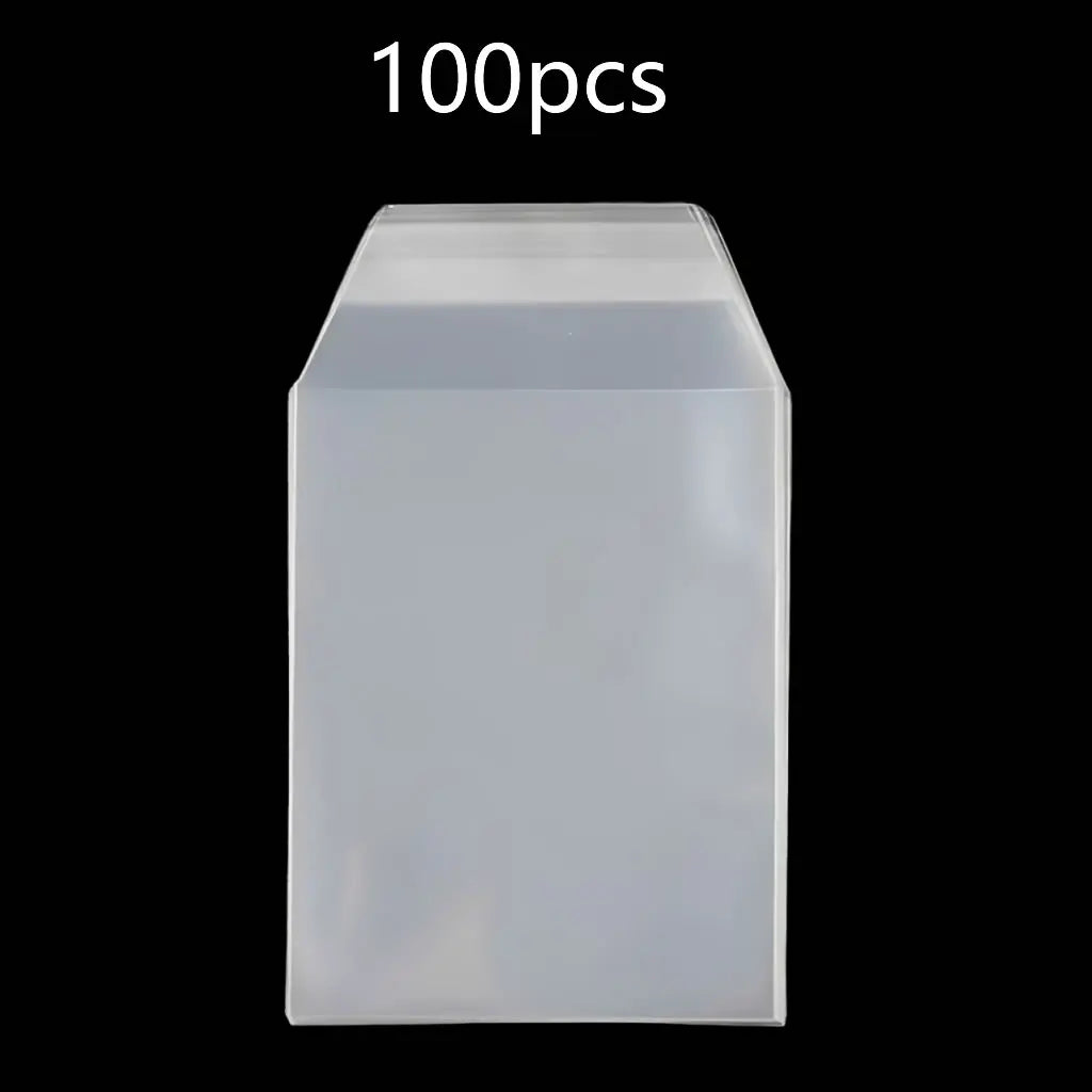A clear magnetic card protector sleeve packaged for 100 pieces.